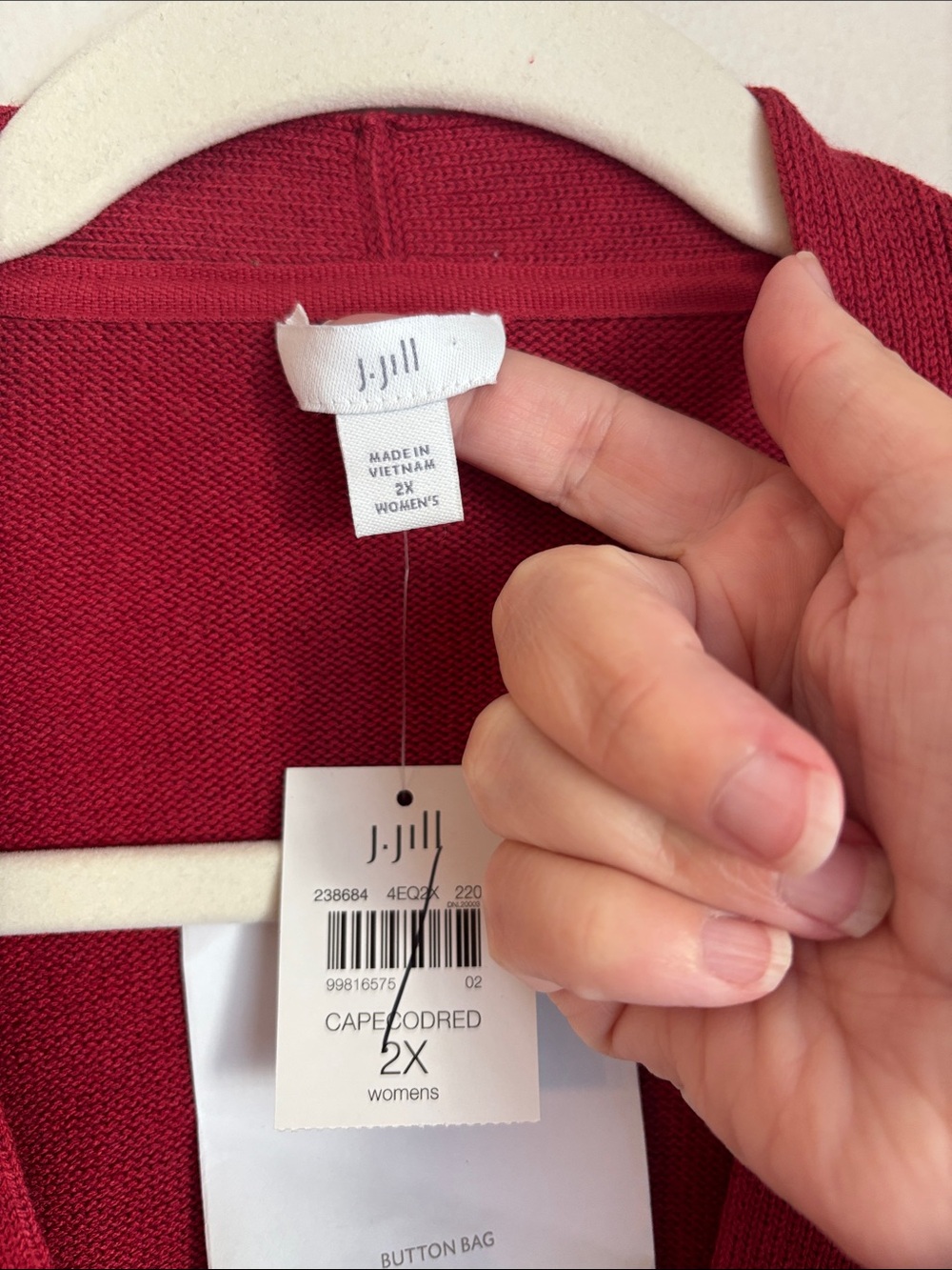J. Jill women Crimson-Red Button front Cardigan short sleeve sweater Pockets 2XL - Picture 5 of 10